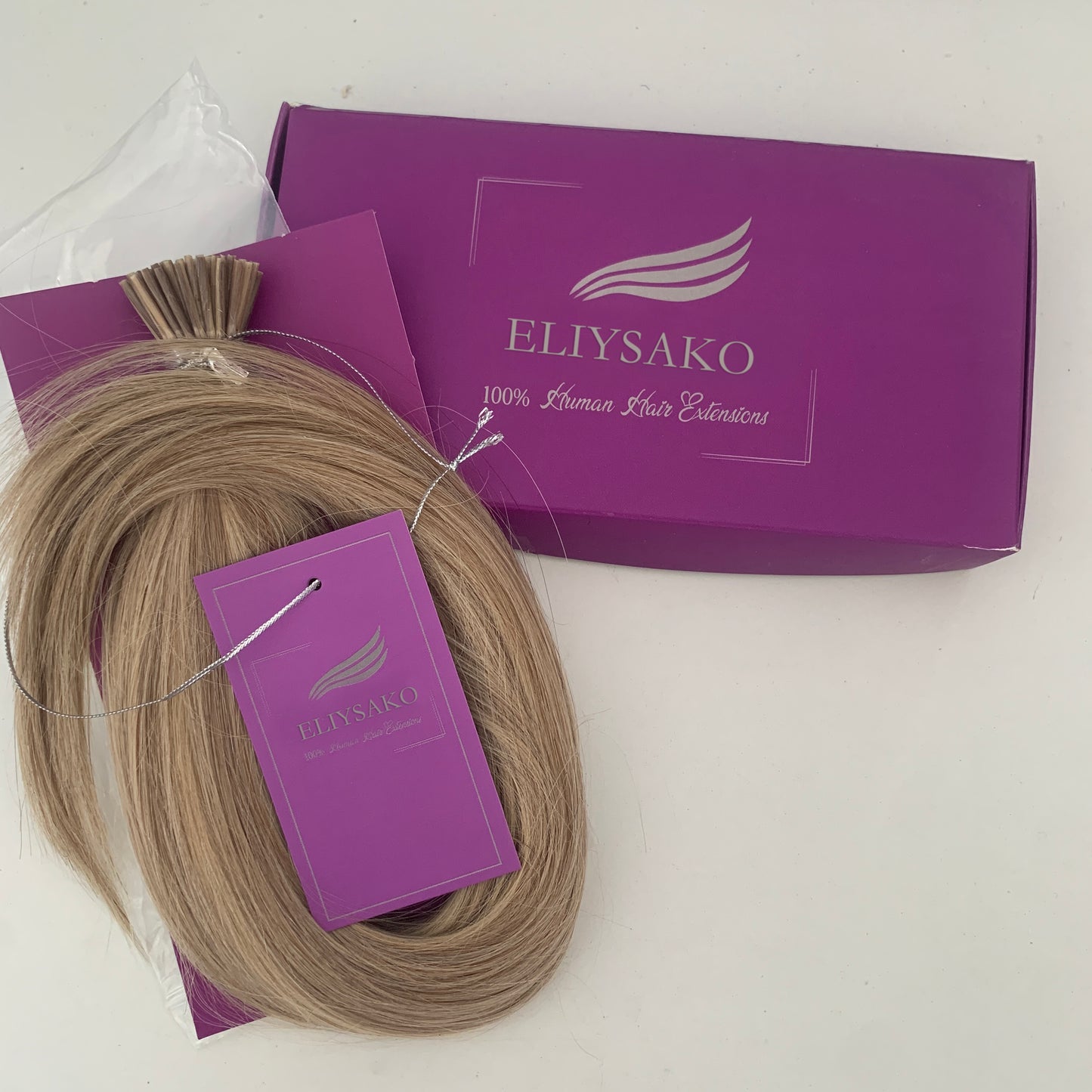 Eliysako I Tip Hair Extensions Human Hair,Cold Fusion Soft Abnormal Hair Extensions 60 Strands Pre Keratin Bonded, Itip Human Hair Extensions,50g/Pack
