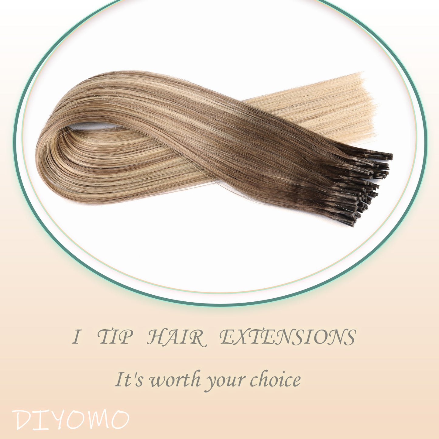 Eliysako  I Tip Hair Extensions Human Hair,Cold Fusion Soft Abnormal Hair Extensions 70 Strands Pre Keratin Bonded, Itip Human Hair Extensions,50g/Pack